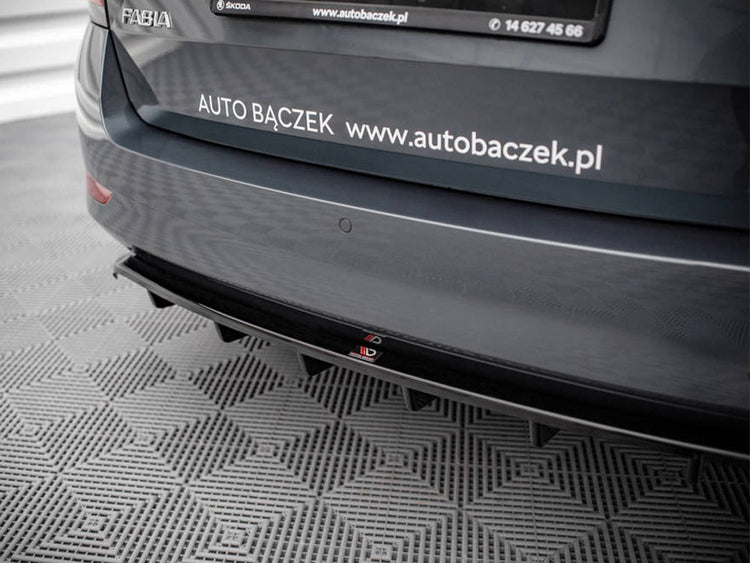 Central Rear Splitter (Vertical Bars) Skoda Fabia Estate Mk3 Facelift - Wayside Performance 