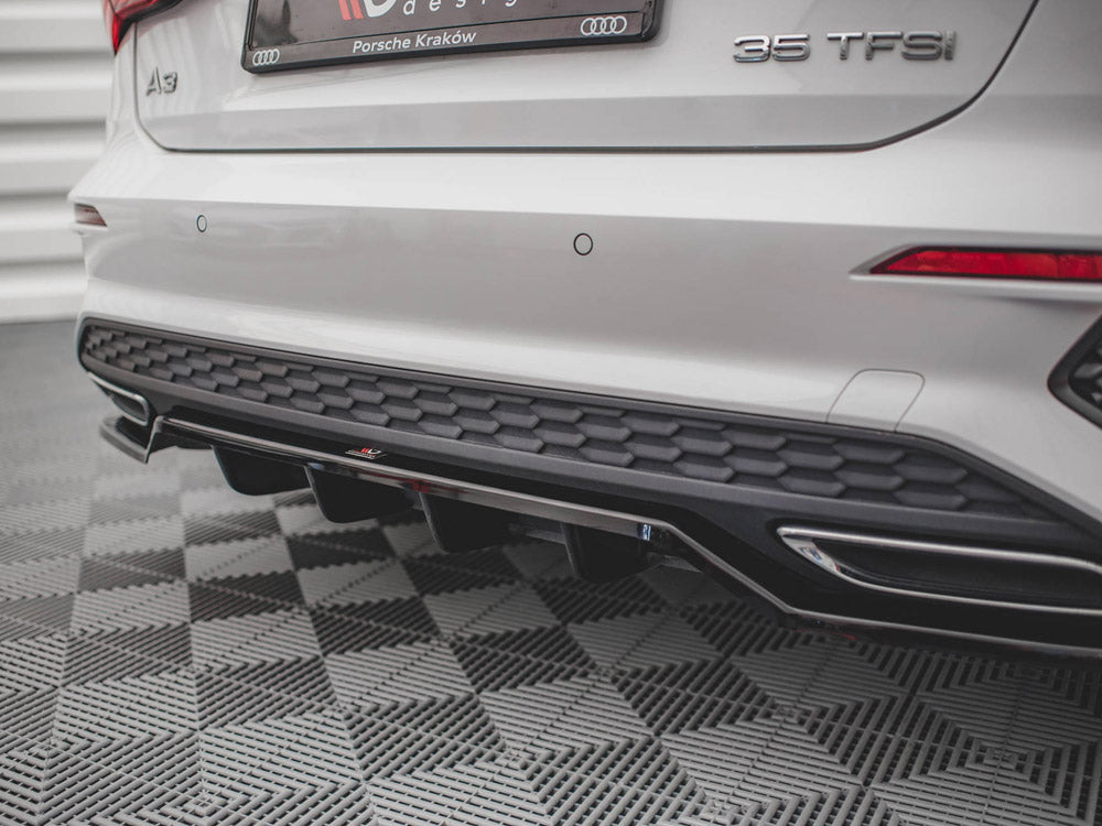 Central Rear Splitter (Vertical Bars) Audi A3 S-Line Sportback 8Y (2020-) - Wayside Performance 