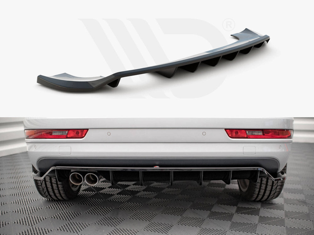 Central Rear Splitter (Vertical Bars) Audi Q3 8U Facelift (2014-2018) - Wayside Performance 