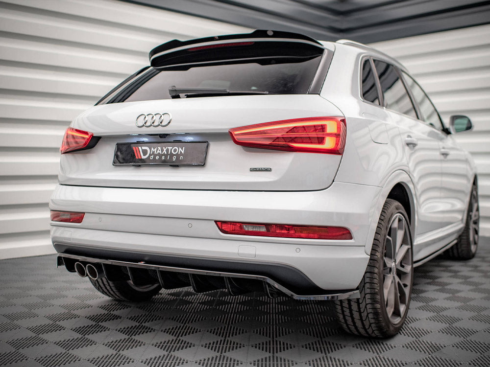 Central Rear Splitter (Vertical Bars) Audi Q3 8U Facelift (2014-2018) - Wayside Performance 
