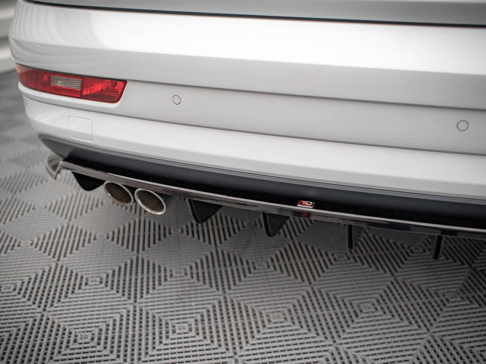 Central Rear Splitter (Vertical Bars) Audi Q3 8U Facelift (2014-2018) - Wayside Performance 