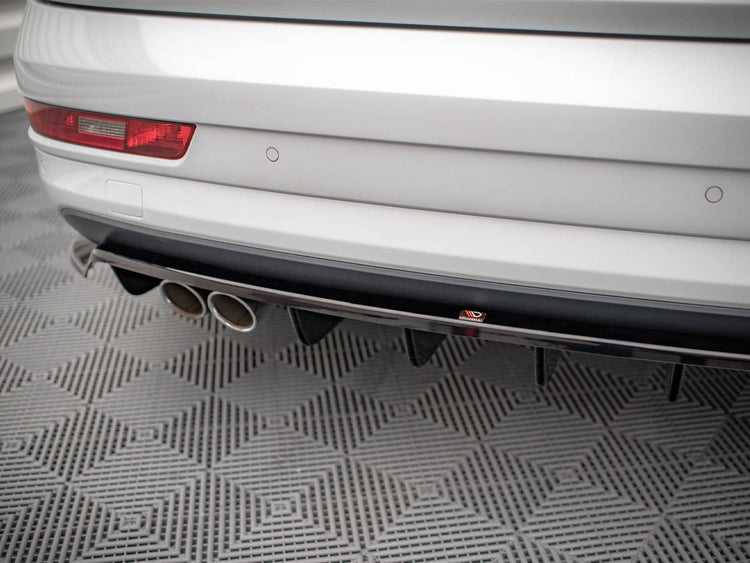 Central Rear Splitter (Vertical Bars) Audi Q3 8U Facelift (2014-2018) - Wayside Performance 