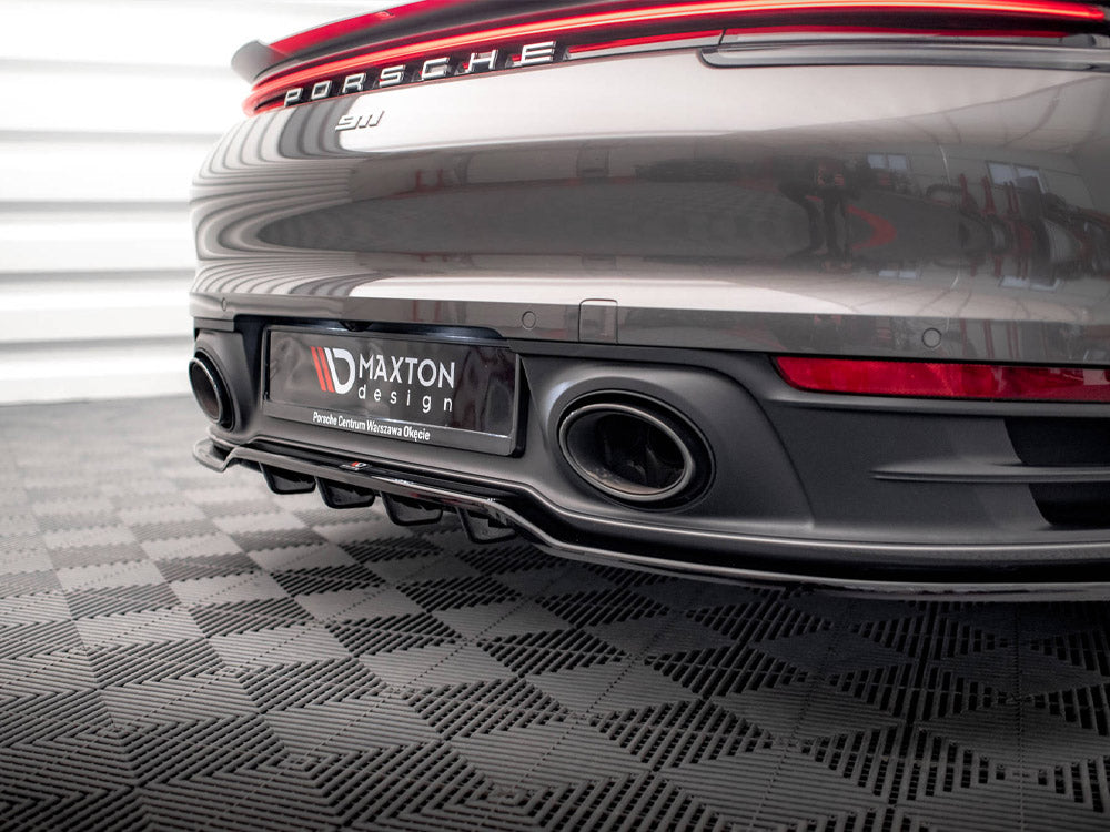 Central Rear Splitter (Vertical Bars) Porsche 911 Carrera 4S 992 (2019-) - Wayside Performance 