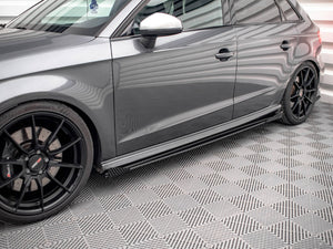 Street Pro Side Skirts Diffusers (+flaps) Audi S3 Sportback 8v Facelift - Wayside Performance 