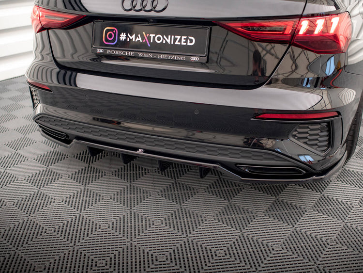 Central Rear Splitter (Vertical Bars) Audi A3 S-Line Sedan 8Y - Wayside Performance 