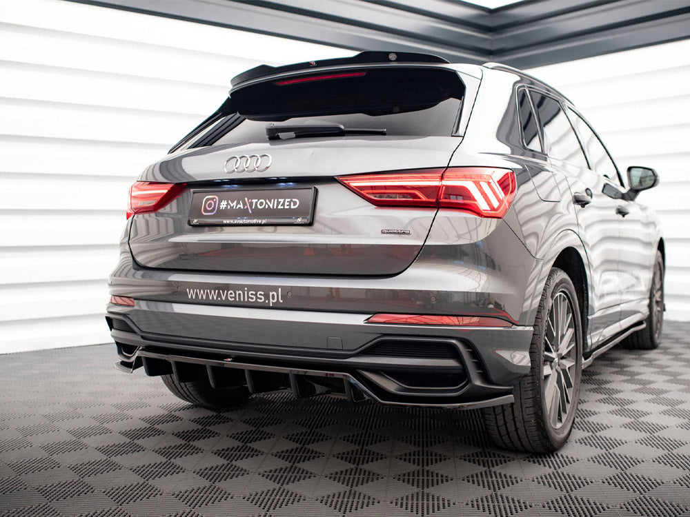 Central Rear Splitter (Vertical Bars) Audi Q3 S-Line F3 - Wayside Performance 
