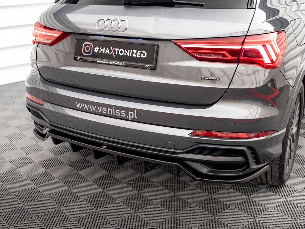 Central Rear Splitter (Vertical Bars) Audi Q3 S-Line F3 - Wayside Performance 