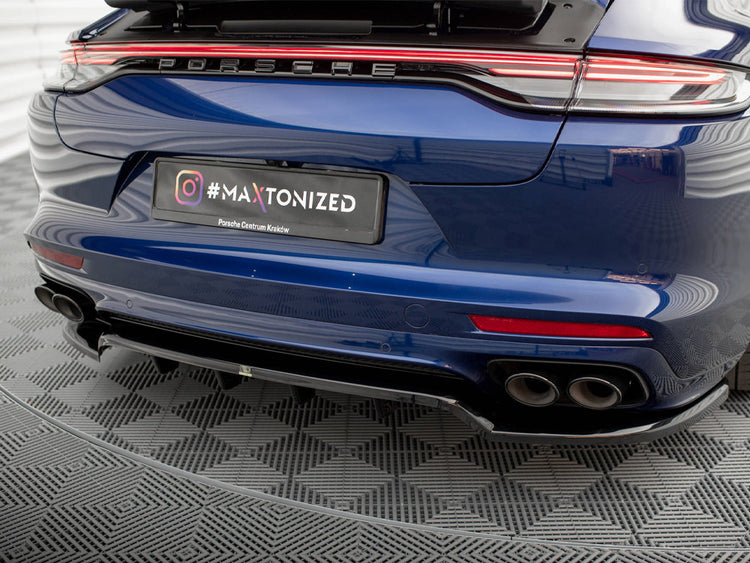 Central Rear Splitter (Vertical Bars) Porsche Panamera E-Hybrid 971 Facelift - Wayside Performance 
