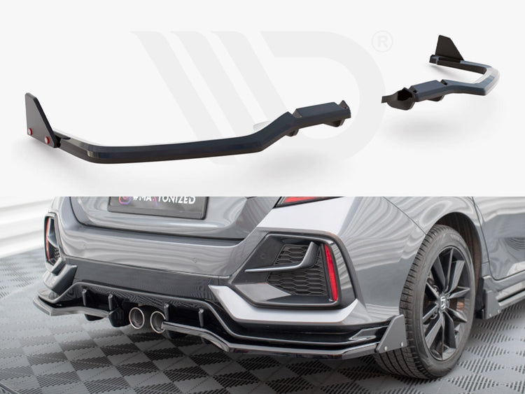 Central Rear Splitter (Vertical Bars) + Flaps Honda Civic Sport Mk 10 - Wayside Performance 