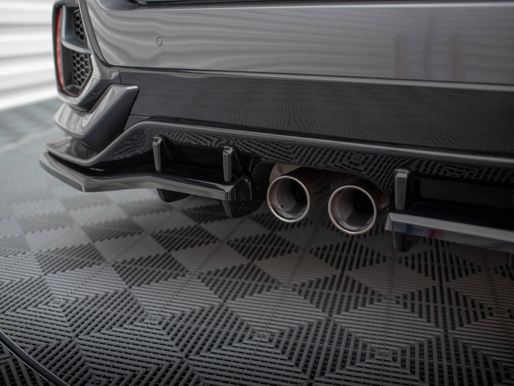Central Rear Splitter (Vertical Bars) + Flaps Honda Civic Sport Mk 10 - Wayside Performance 
