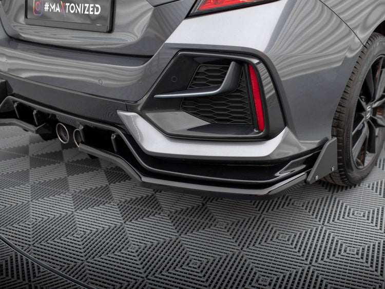 Central Rear Splitter (Vertical Bars) + Flaps Honda Civic Sport Mk 10 - Wayside Performance 