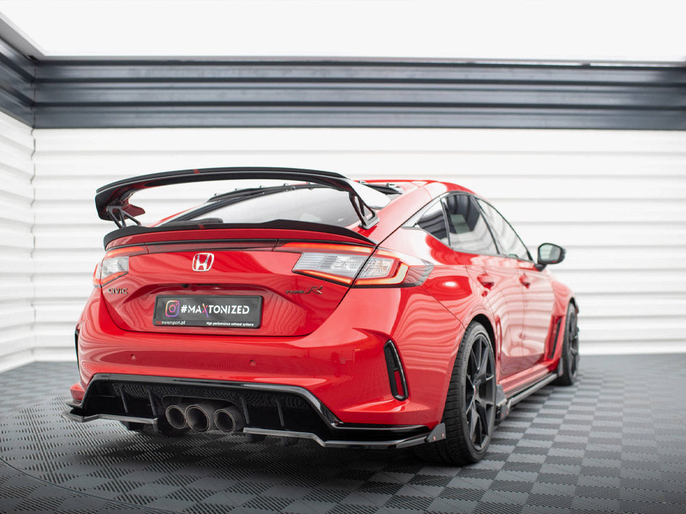 Central Rear Splitter (Vertical Bars) V.1 + Flaps Honda Civic Type-R Mk 11 - Wayside Performance 