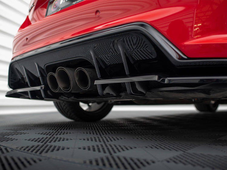 Central Rear Splitter (Vertical Bars) V.1 + Flaps Honda Civic Type-R Mk 11 - Wayside Performance 