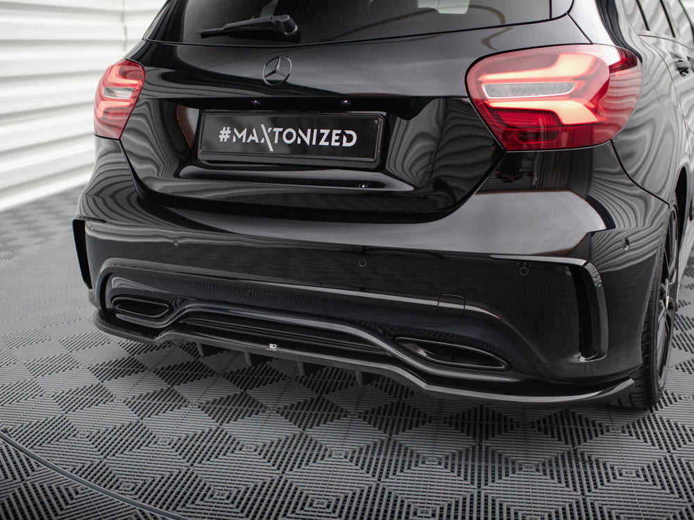Central Rear Splitter (Vertical Bars) Mercedes-Benz A AMG-Line W176 Facelift - Wayside Performance 
