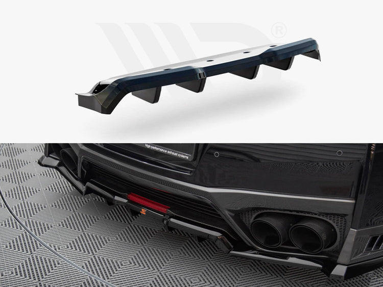 Central Rear Splitter (Vertical Bars) Nissan GTR R35 Facelift - Wayside Performance 