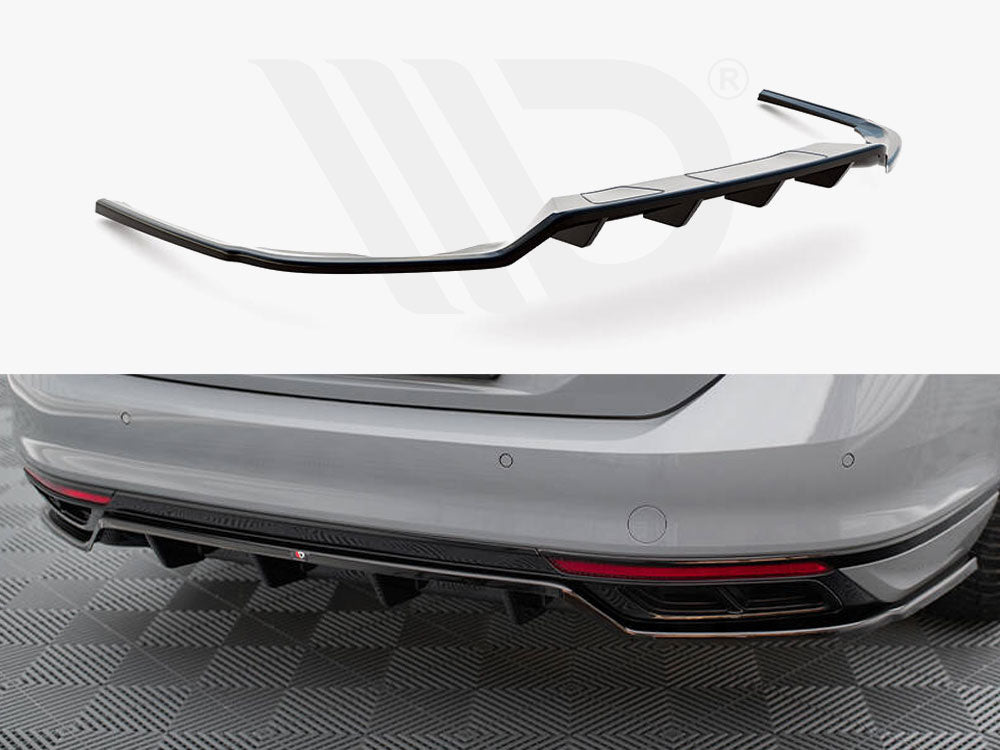 Central Rear Splitter (Vertical Bars) Volkswagen Passat R-Line B8 Facelift - Wayside Performance 
