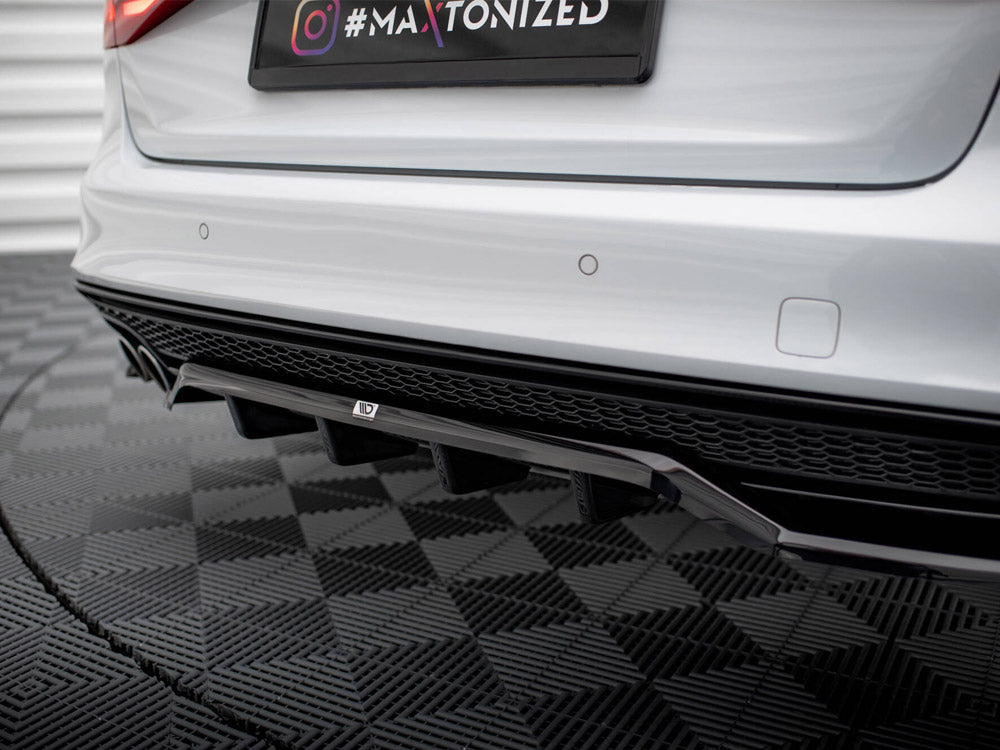 Central Rear Splitter (Vertical Bars) Audi A4 Competition B8 Facelift - Wayside Performance 