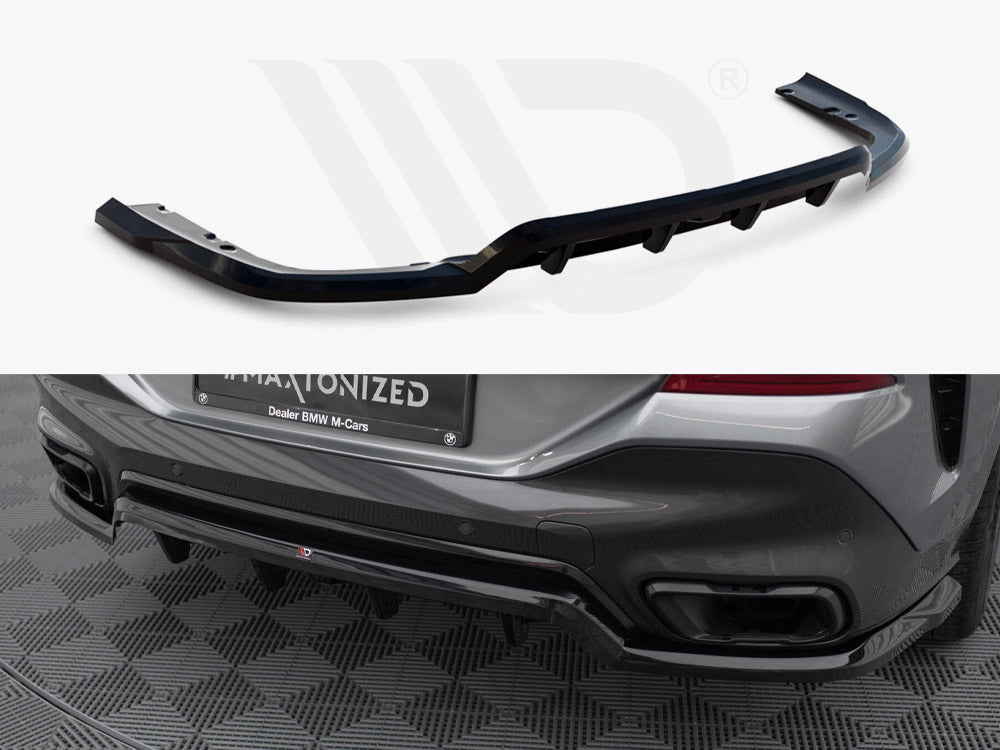 Central Rear Splitter (Vertical Bars) V.1 BMW X6 M-Pack G06 Facelift - Wayside Performance 