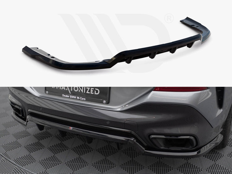 Central Rear Splitter (Vertical Bars) V.1 BMW X6 M-Pack G06 Facelift - Wayside Performance 