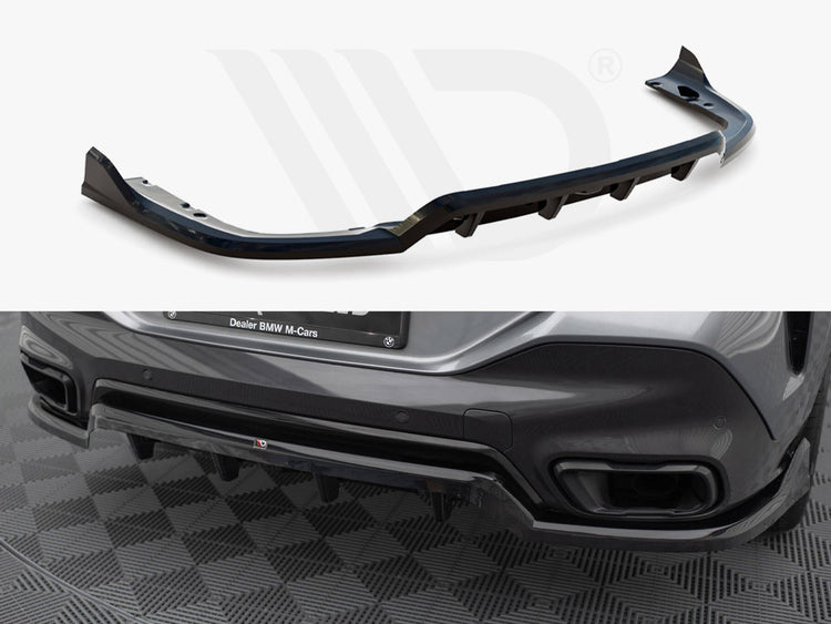 Central Rear Splitter (Vertical Bars) V.2 BMW X6 M-Pack G06 Facelift - Wayside Performance 