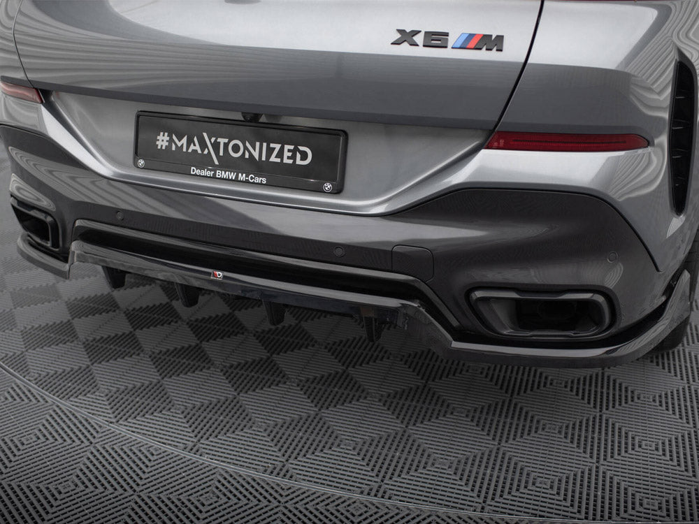 Central Rear Splitter (Vertical Bars) V.2 BMW X6 M-Pack G06 Facelift - Wayside Performance 