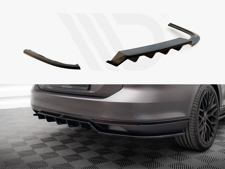 Central Rear Splitter (Vertical Bars) Volkswagen Passat R-Line B8 - Wayside Performance 