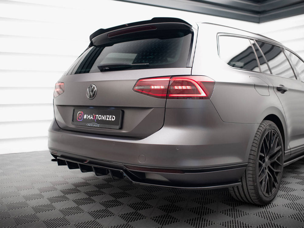 Central Rear Splitter (Vertical Bars) Volkswagen Passat R-Line B8 - Wayside Performance 