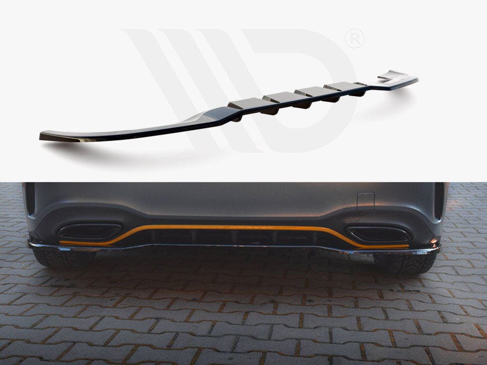 Central Rear Splitter (Vertical Bars) Mercedes-Benz A Hatchback AMG Line W177 - Wayside Performance 