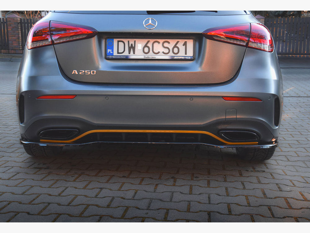 Central Rear Splitter (Vertical Bars) Mercedes-Benz A Hatchback AMG Line W177 - Wayside Performance 