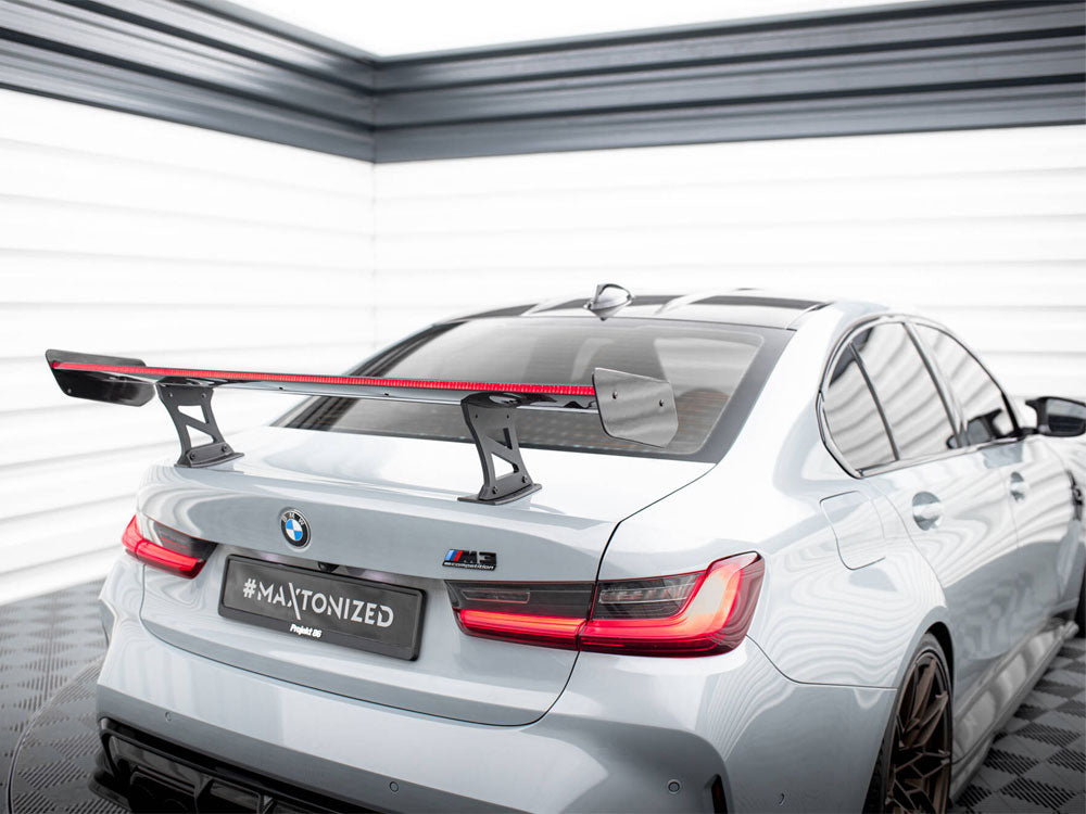 Carbon Spoiler With Internal Brackets Uprights + LED BMW M3 G80 - Wayside Performance 