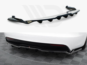 Central Rear Splitter (Vertical Bars) V.2 Tesla Model S Plaid Mk1 Facelift - Wayside Performance 