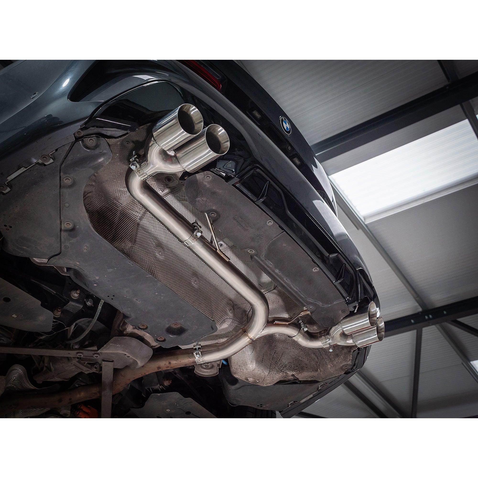 BMW 330e Touring (G21) (19>) Non-Valved Venom Quad Exit Rear Axle Back M3 Style Performance Exhaust - Wayside Performance 